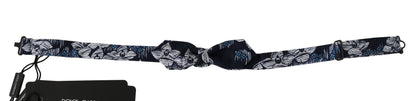 Nœud papillon papillon pour hommes, motif Floral bleu marine, col réglable, fin