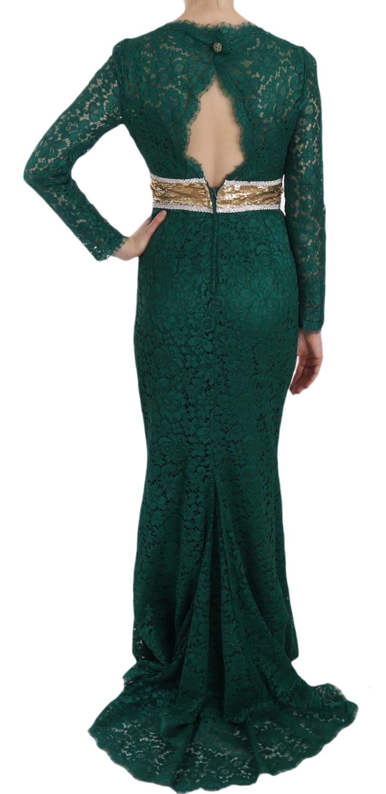 Dolce &amp; Gabbana Emerald Elegance Langärmliges bodenlanges Kleid