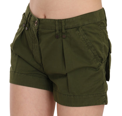 Grüne Mini-Shorts aus 100 % Baumwolle mit mittlerer Taille