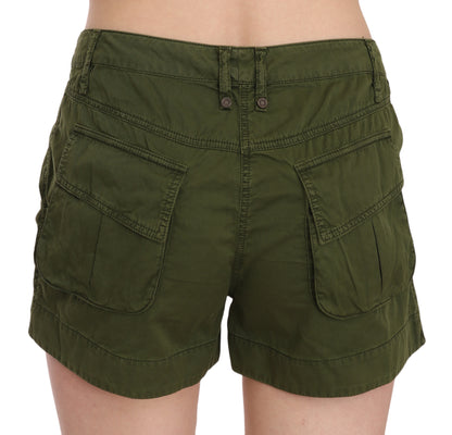 Grüne Mini-Shorts aus 100 % Baumwolle mit mittlerer Taille