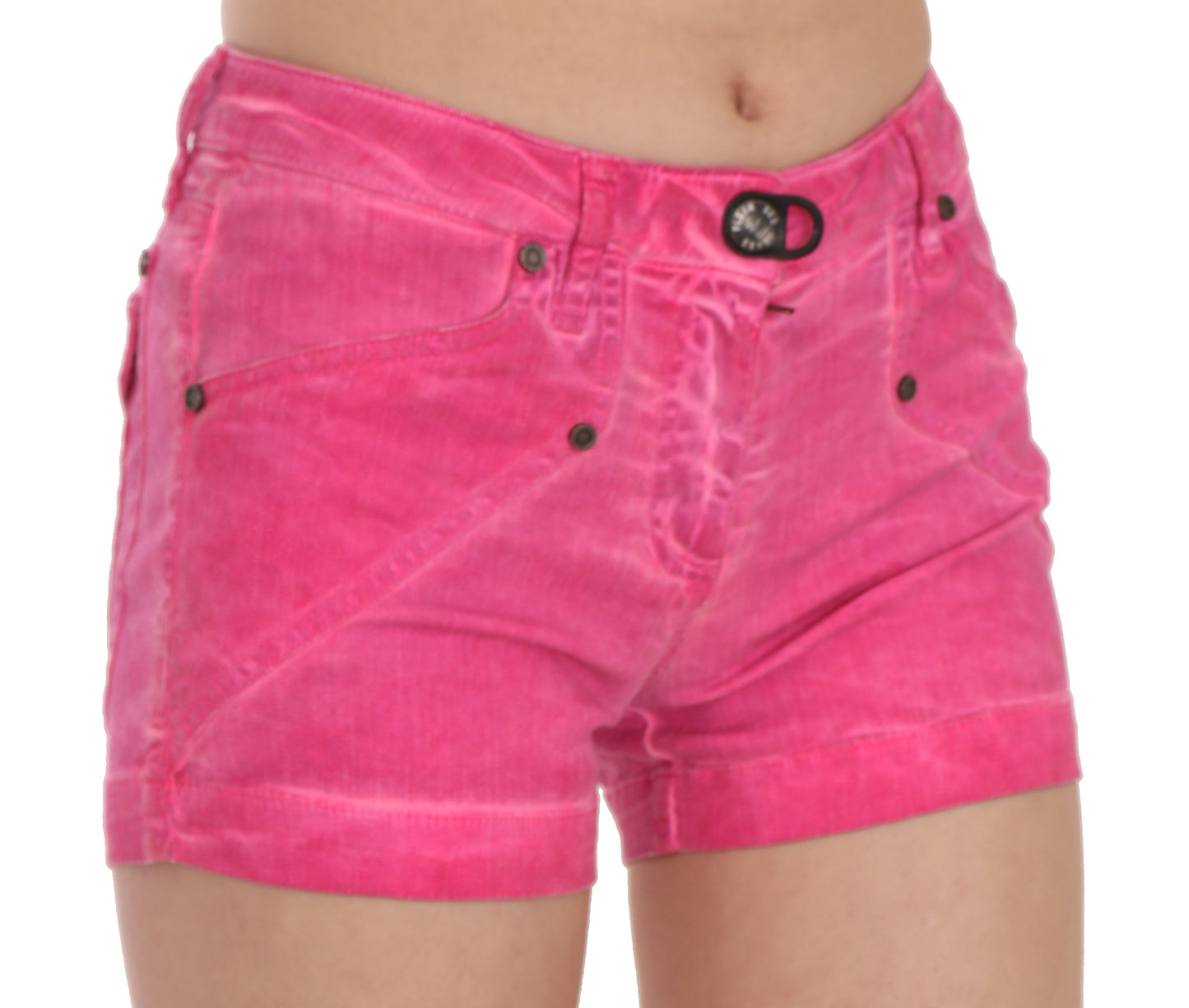 Rosafarbene Mini-Shorts aus Baumwolldenim mit mittlerer Taille