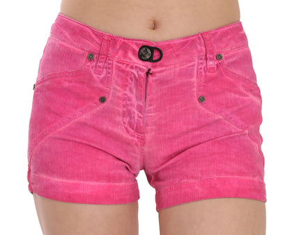 Rosafarbene Mini-Shorts aus Baumwolldenim mit mittlerer Taille