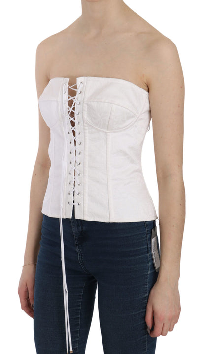 Weißes PALERMO Baumwoll-Bustier-Top-Korsett