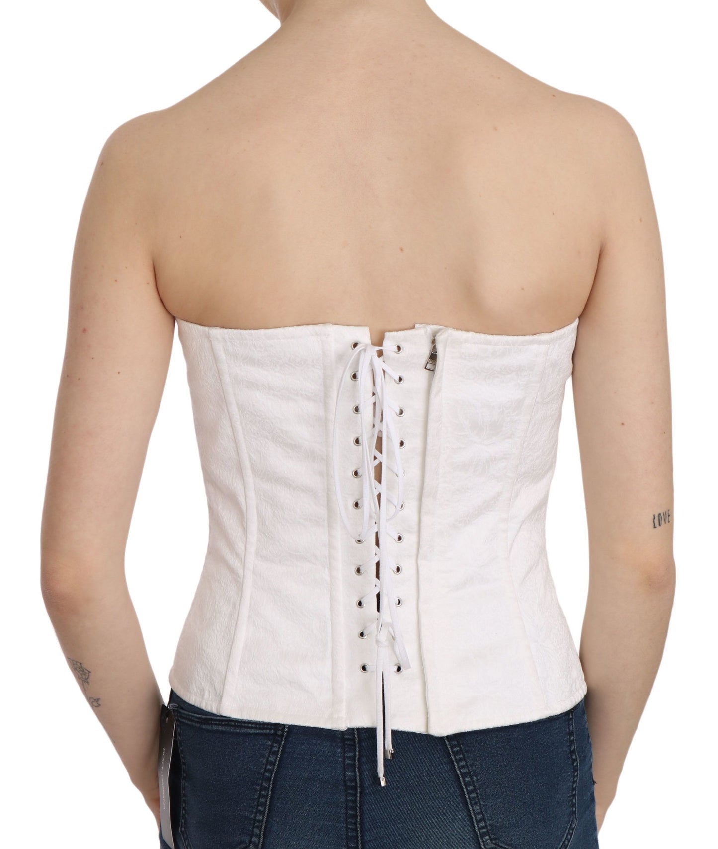 Weißes PALERMO Baumwoll-Bustier-Top-Korsett