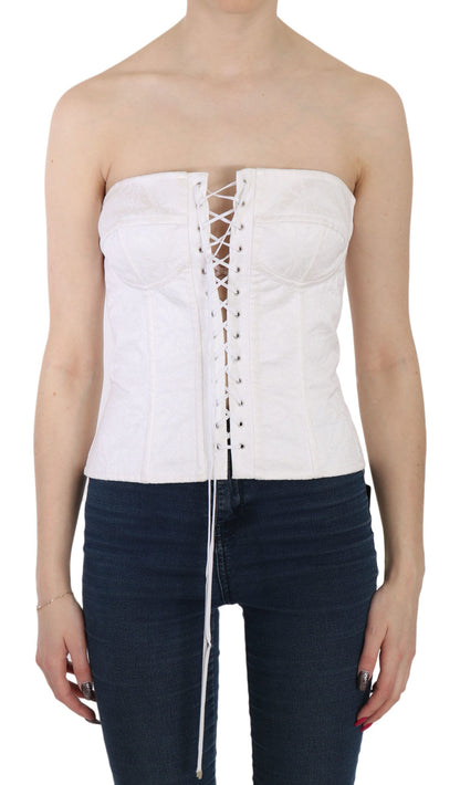 Corset haut bustier en coton blanc PALERMO