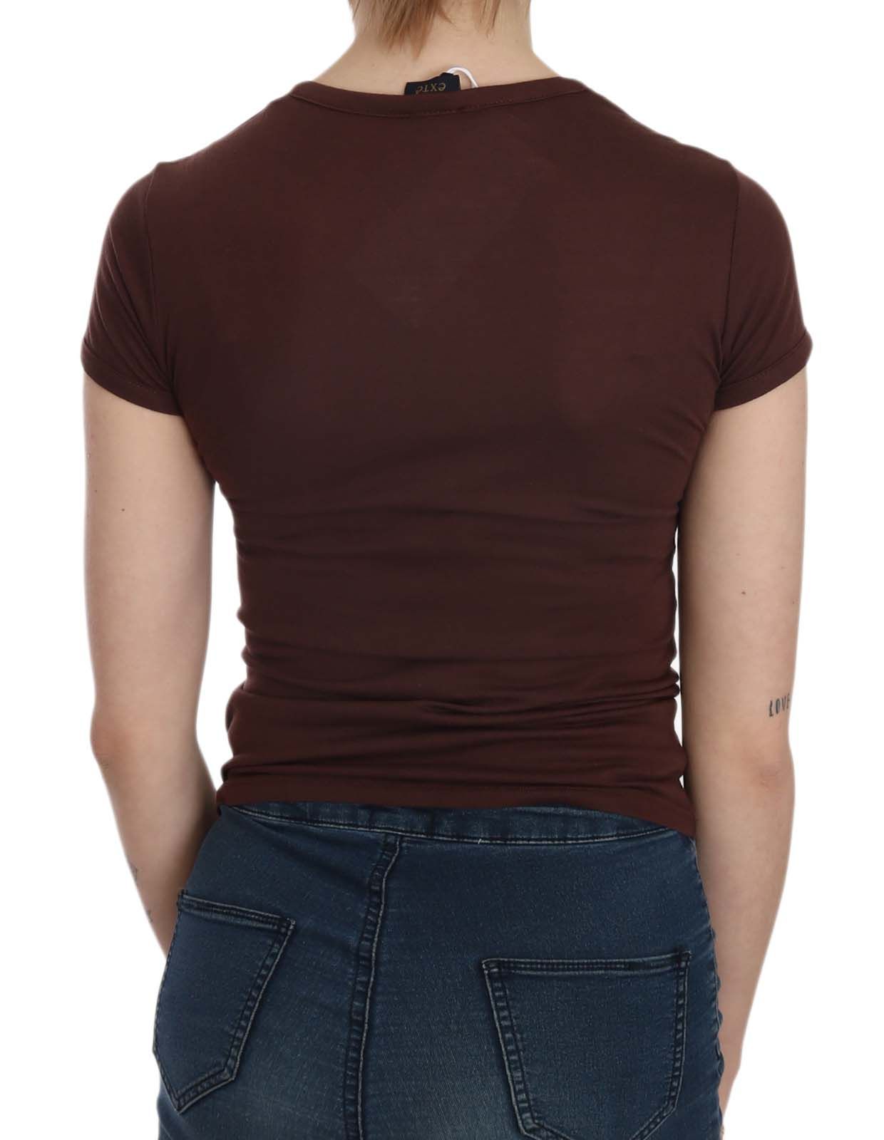 Haut t-shirt décontracté à manches courtes et coeurs marron