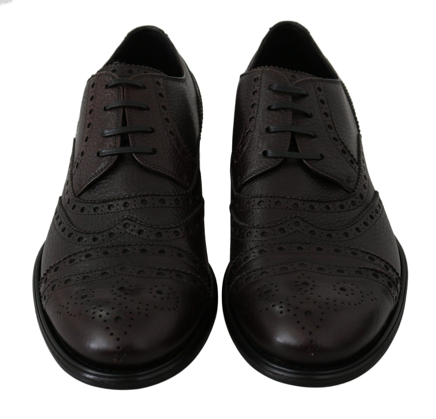 Scarpe eleganti derby brogue in pelle marrone