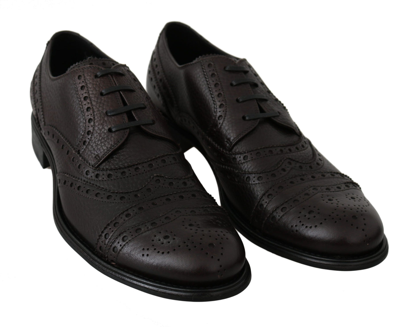 Scarpe eleganti derby brogue in pelle marrone