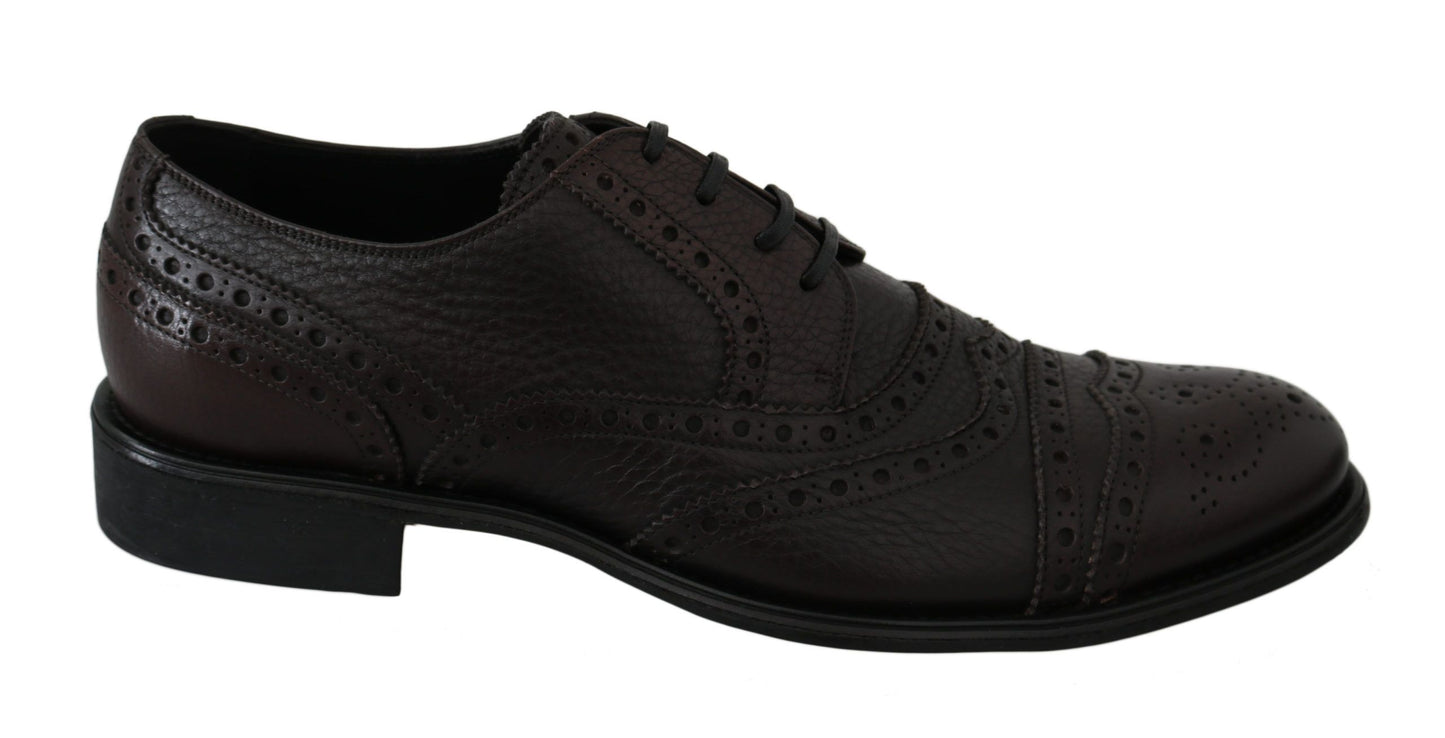 Braune Brogue-Derby-Schuhe aus Leder