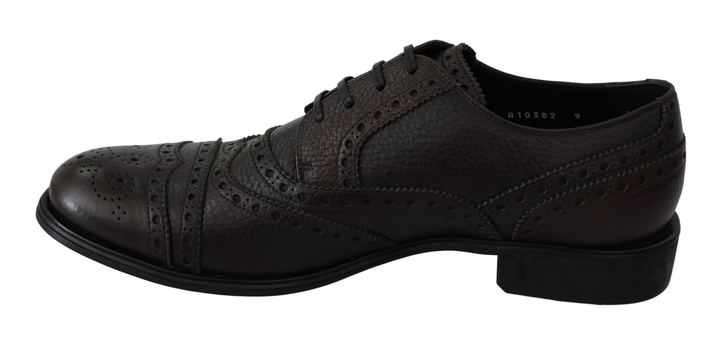 Scarpe eleganti derby brogue in pelle marrone