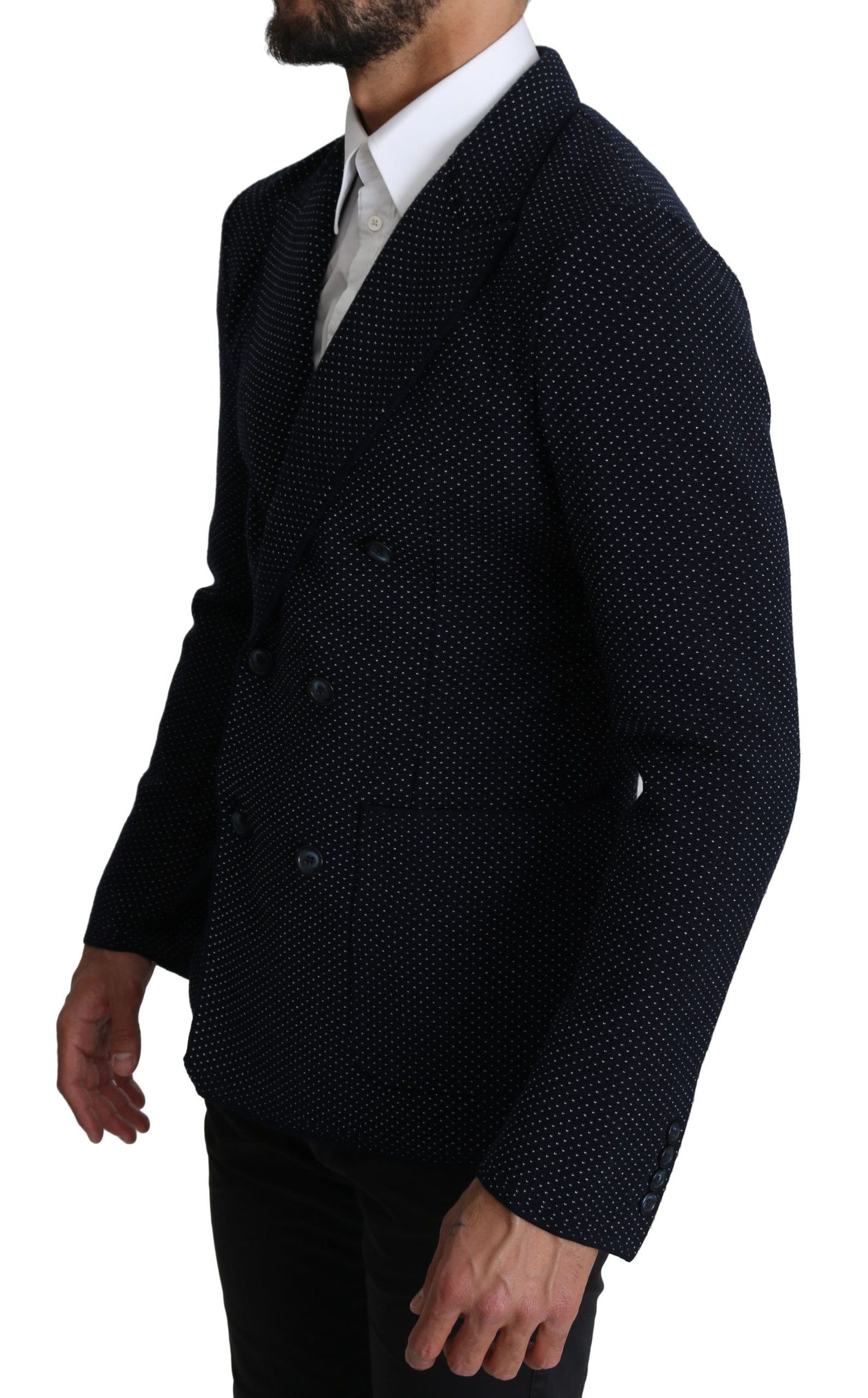 Blazer croisé à pois bleu foncé