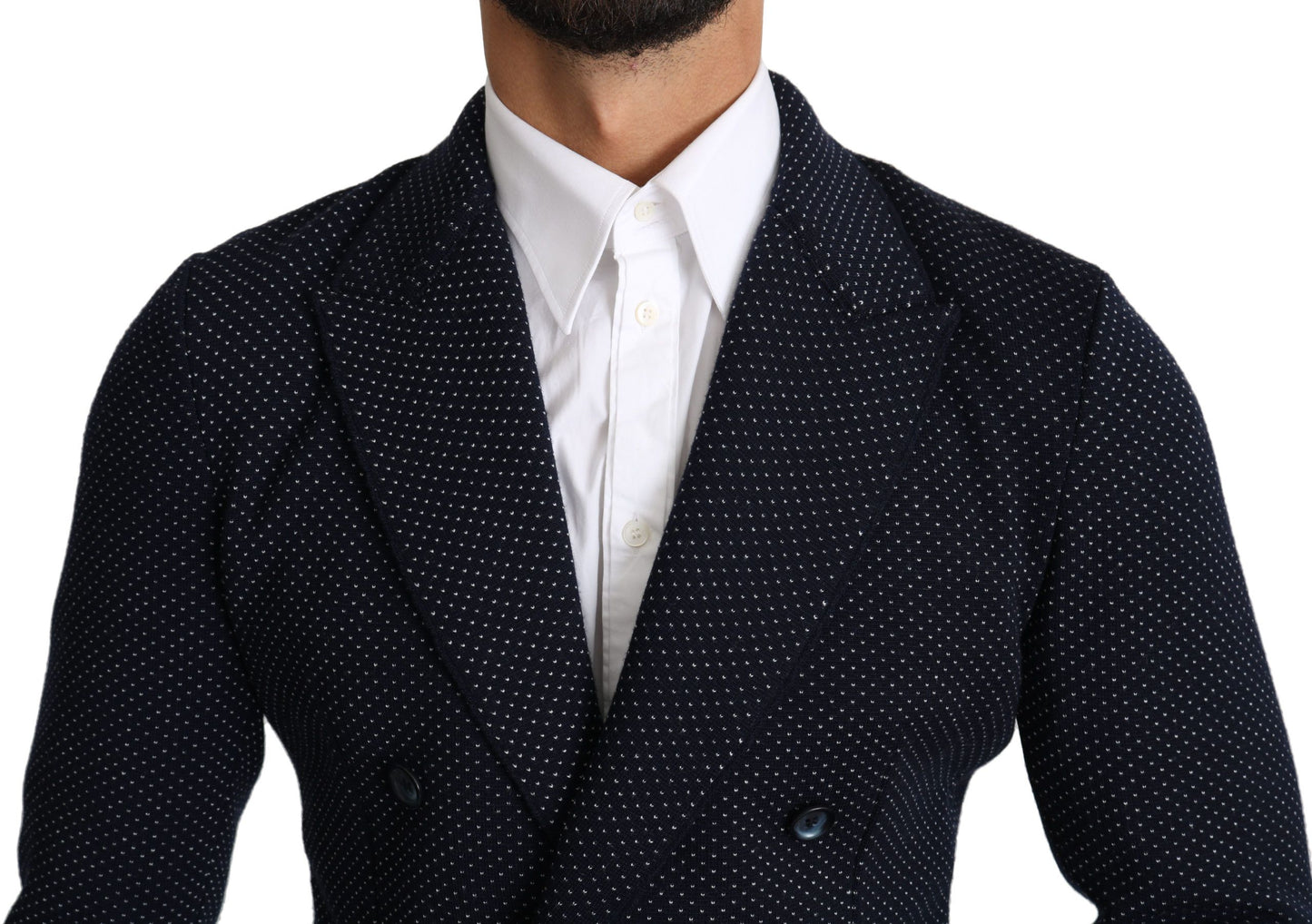 Blazer cappotto doppiopetto punteggiato blu scuro