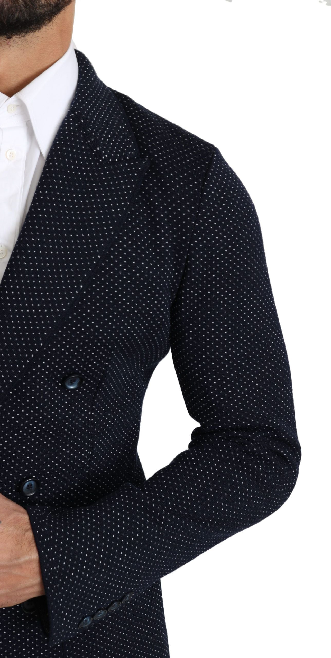 Blazer cappotto doppiopetto punteggiato blu scuro