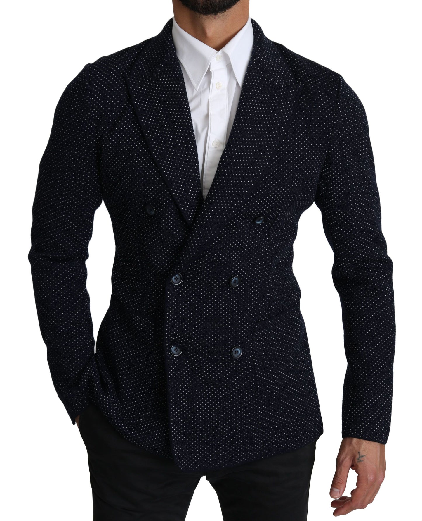 Blazer croisé à pois bleu foncé