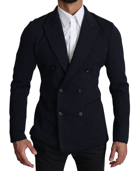 Blazer cappotto doppiopetto punteggiato blu scuro