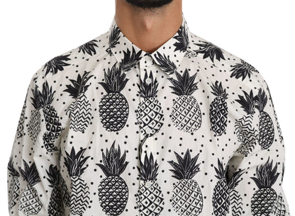 Chemise blanche en coton à ananas