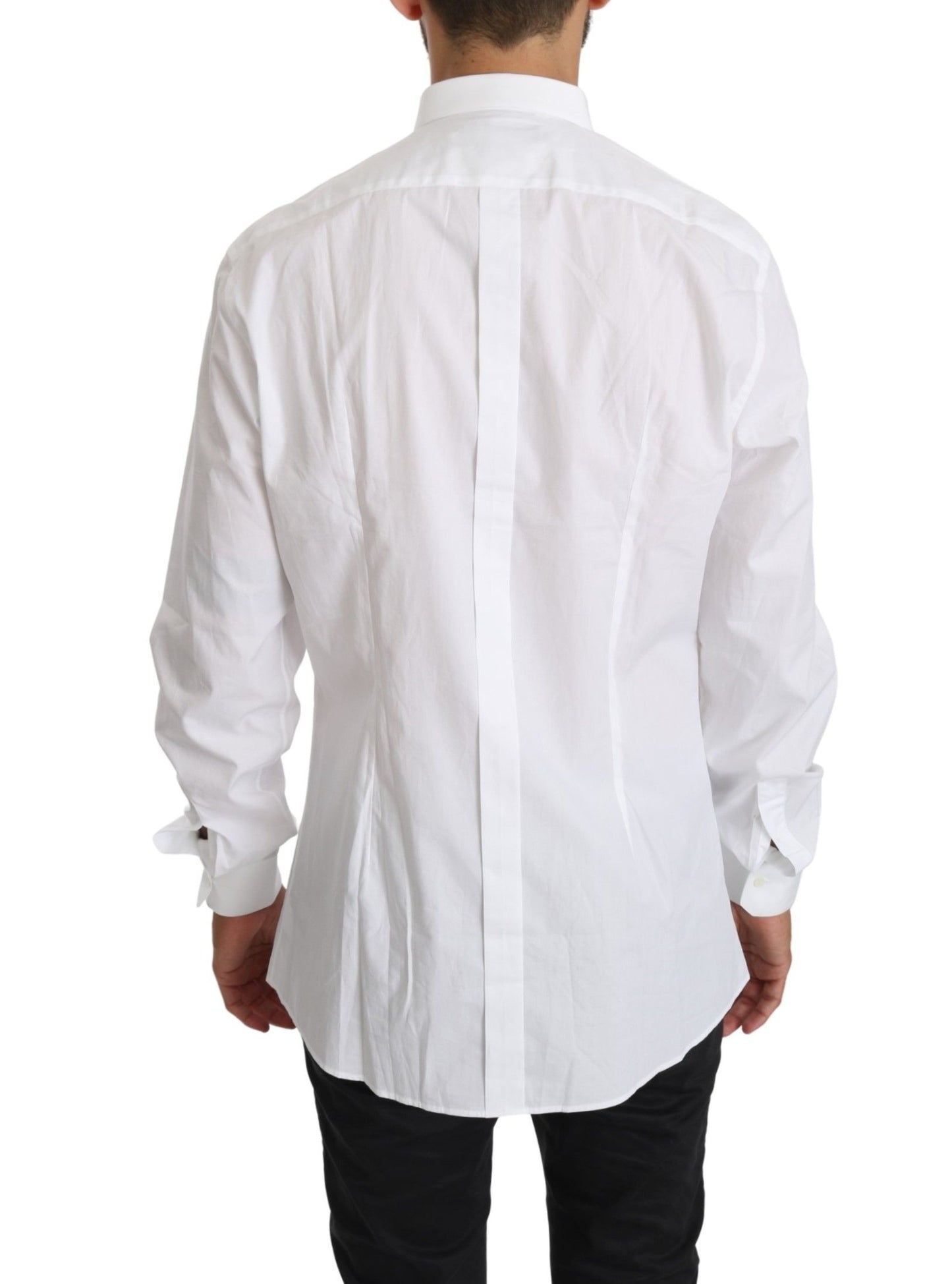 Chemise haute à manches longues en coton blanc