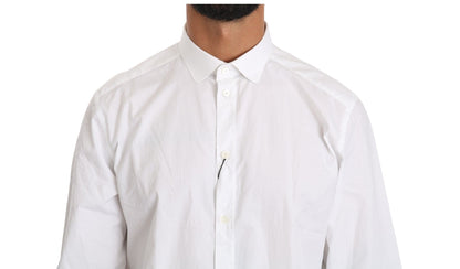 Chemise haute à manches longues en coton blanc