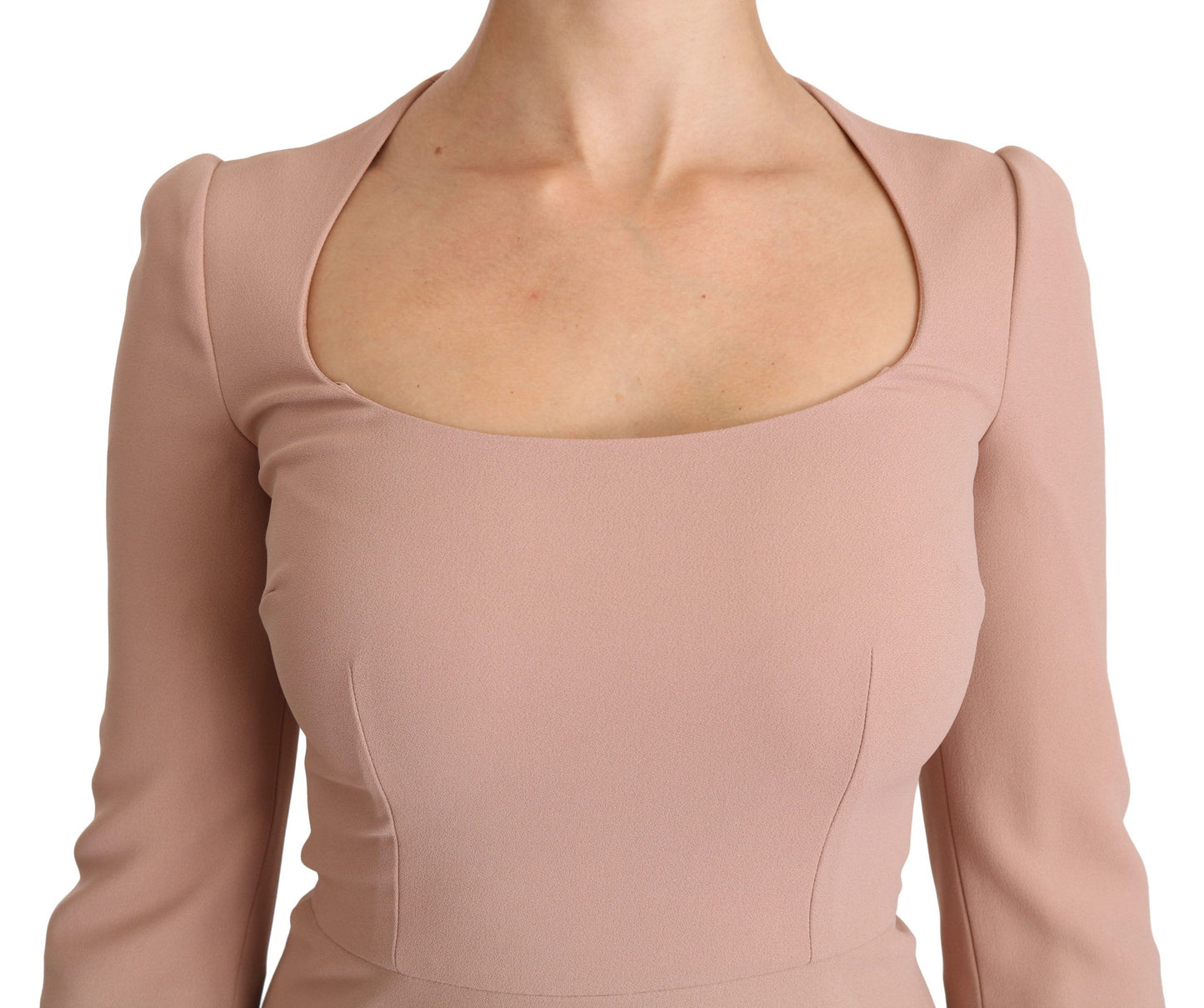 Robe trapèze en viscose rose à manches 3/4