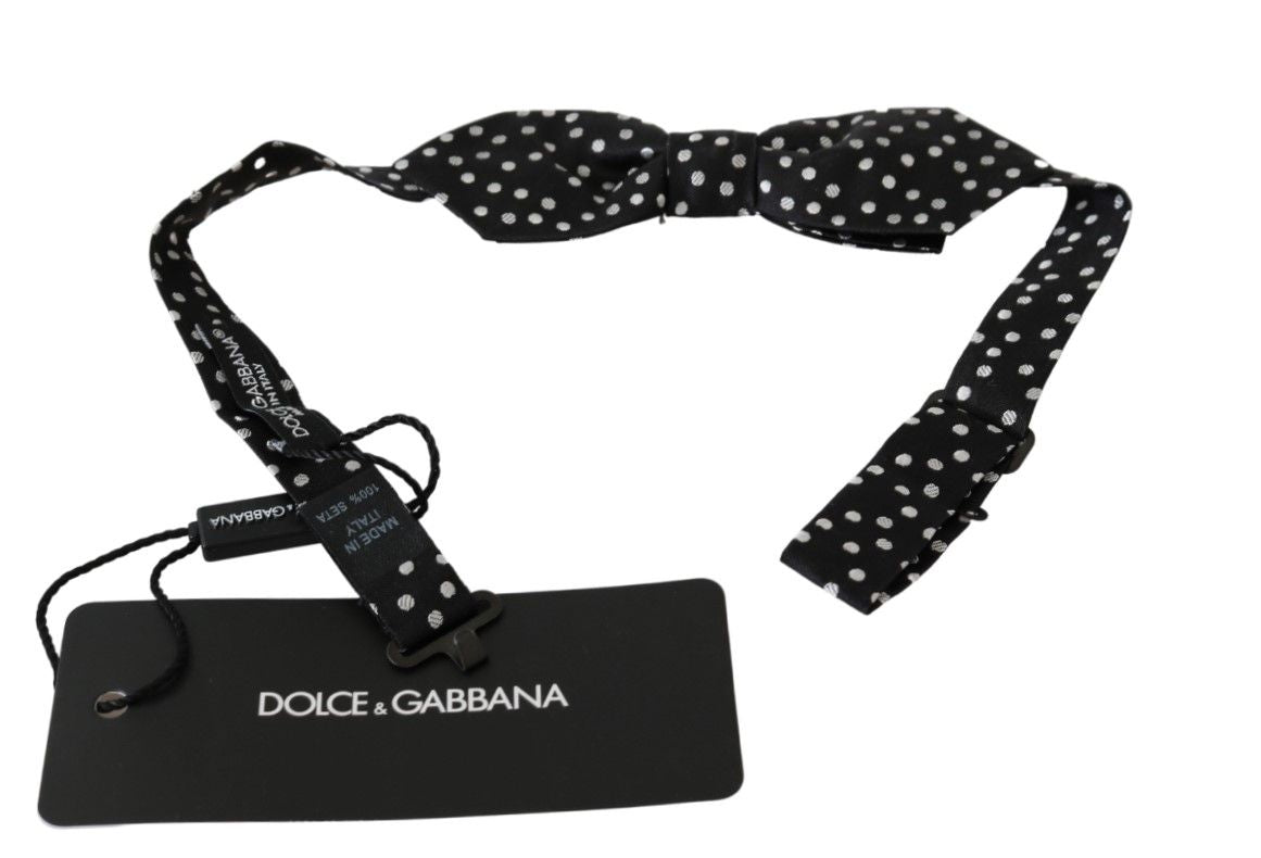 Dolce &amp; Gabbana - Elegante schwarze Fliege aus Seide mit Punkten