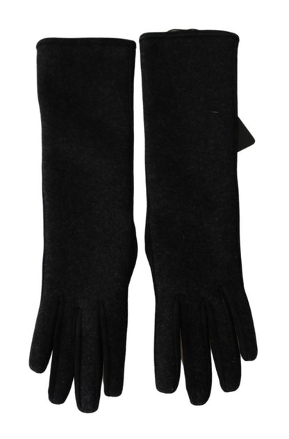 Mitaines mi-bras noires et grises, gants en laine