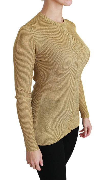 Pull en viscose cardigan à manches longues doré