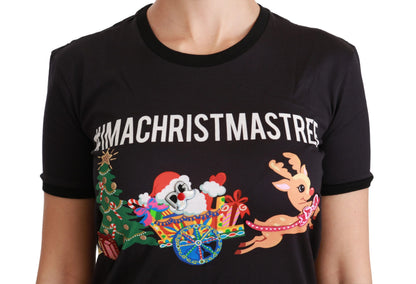 Schwarzes #ImAChristmasTree T-Shirt mit Rundhalsausschnitt