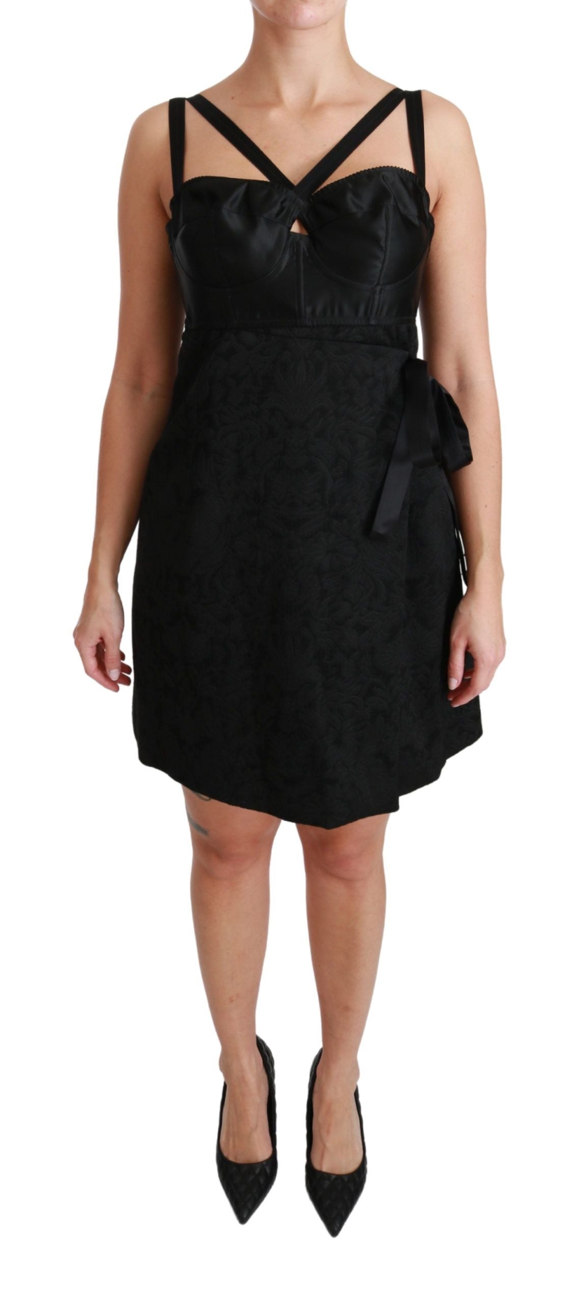 Dolce & Gabbana Elegant Black Jacquard Sheath Dress