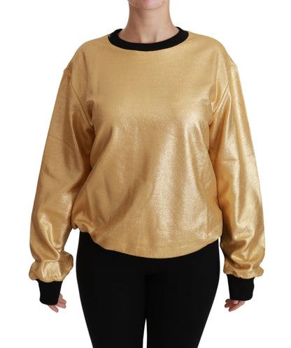 Goldfarbener Pullover mit Rundhalsausschnitt aus Baumwolle