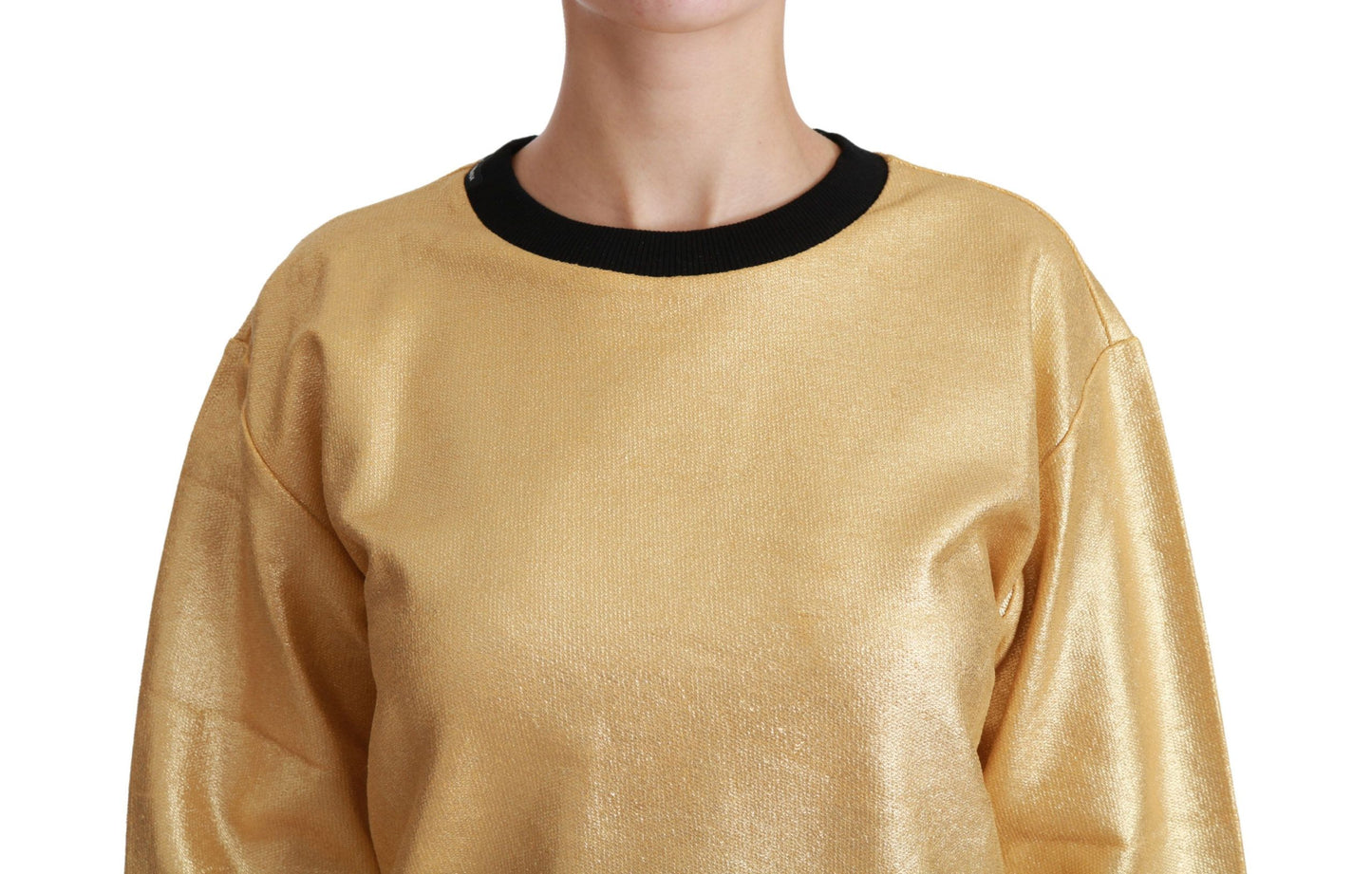 Goldfarbener Pullover mit Rundhalsausschnitt aus Baumwolle