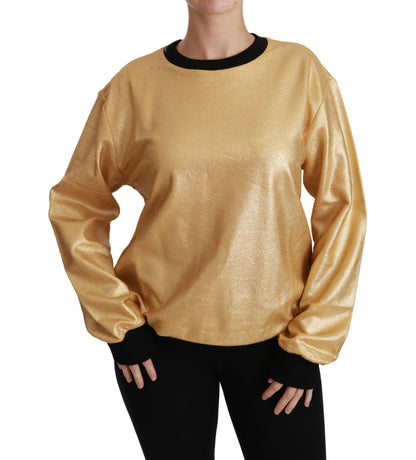 Goldfarbener Pullover mit Rundhalsausschnitt aus Baumwolle