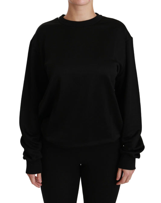 Maglione pullover girocollo in cotone nero