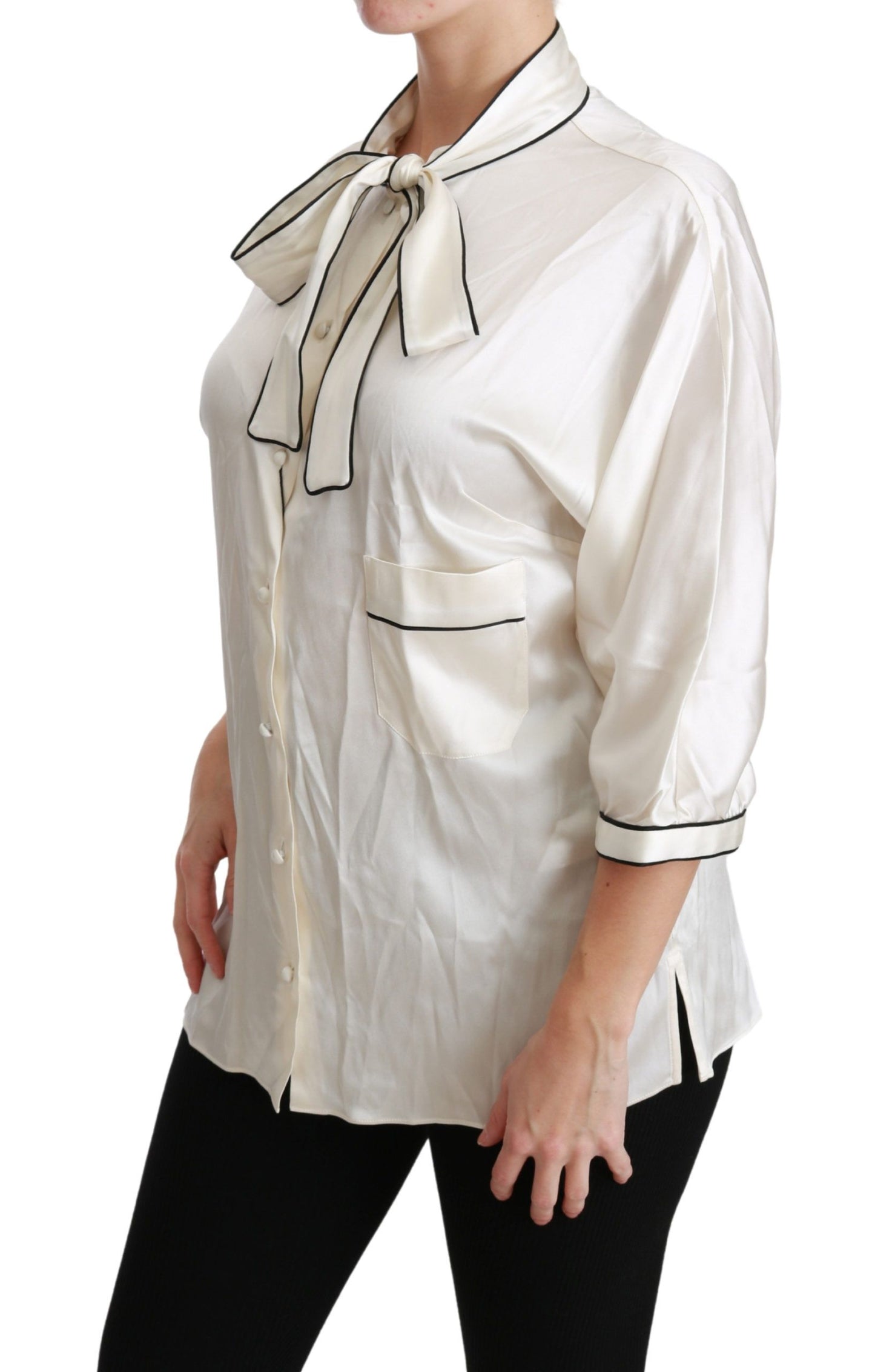 Camicia beige con maniche a 3/4, camicetta in seta