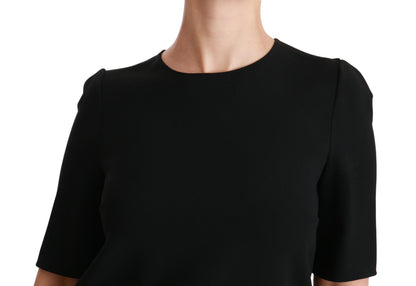 Schwarze, kurzärmlige, lässige Stretch-Bluse