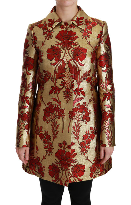 Dolce &amp; Gabbana – Eleganter Trenchcoat aus goldenem Blumenbrokat