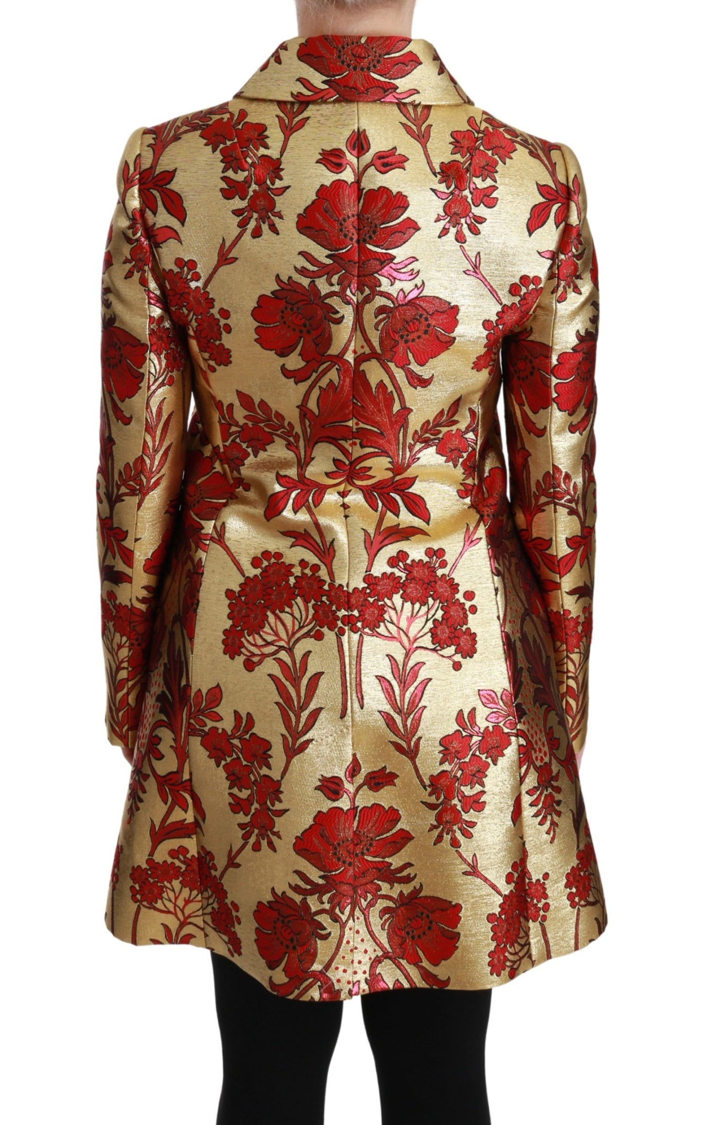 Dolce &amp; Gabbana – Eleganter Trenchcoat aus goldenem Blumenbrokat