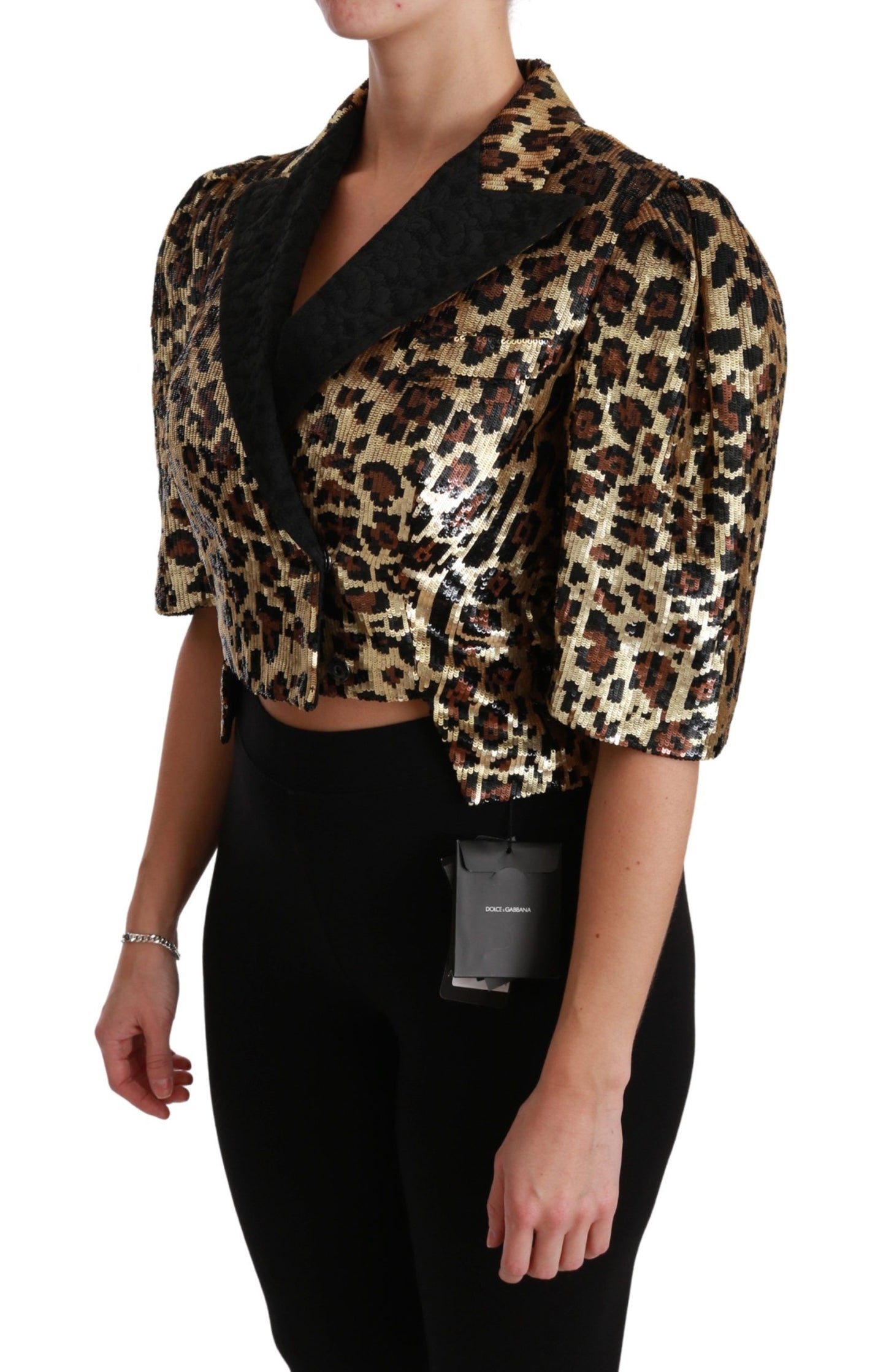 Blazer Jacke mit goldenen Leoparden-Pailletten