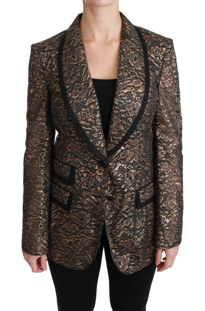 Dolce &amp; Gabbana – Elegante Blazerjacke aus goldener Blumenspitze