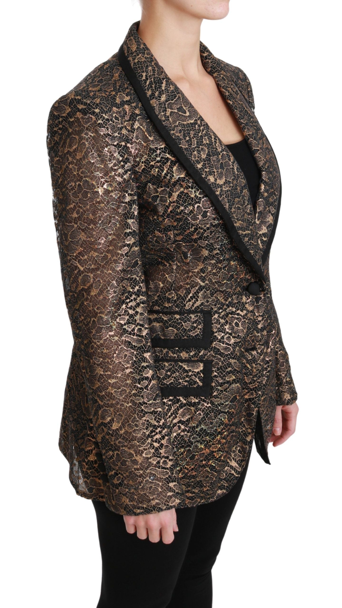 Dolce &amp; Gabbana – Elegante Blazerjacke aus goldener Blumenspitze