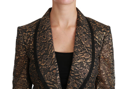 Dolce &amp; Gabbana – Elegante Blazerjacke aus goldener Blumenspitze