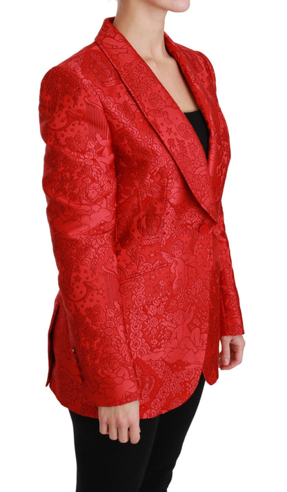 Roter Blazer mit floralem Engelsmuster von Dolce &amp; Gabbana