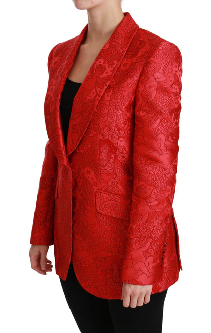 Roter Blazer mit floralem Engelsmuster von Dolce &amp; Gabbana