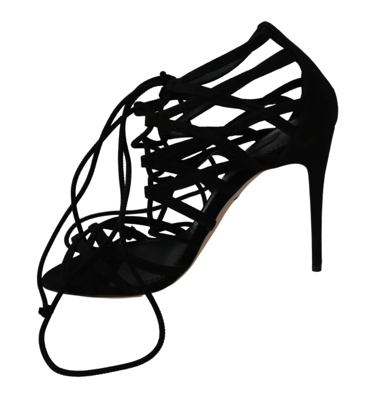 Schwarze Stiletto-Schuhe mit Wildlederriemen und Sandalen