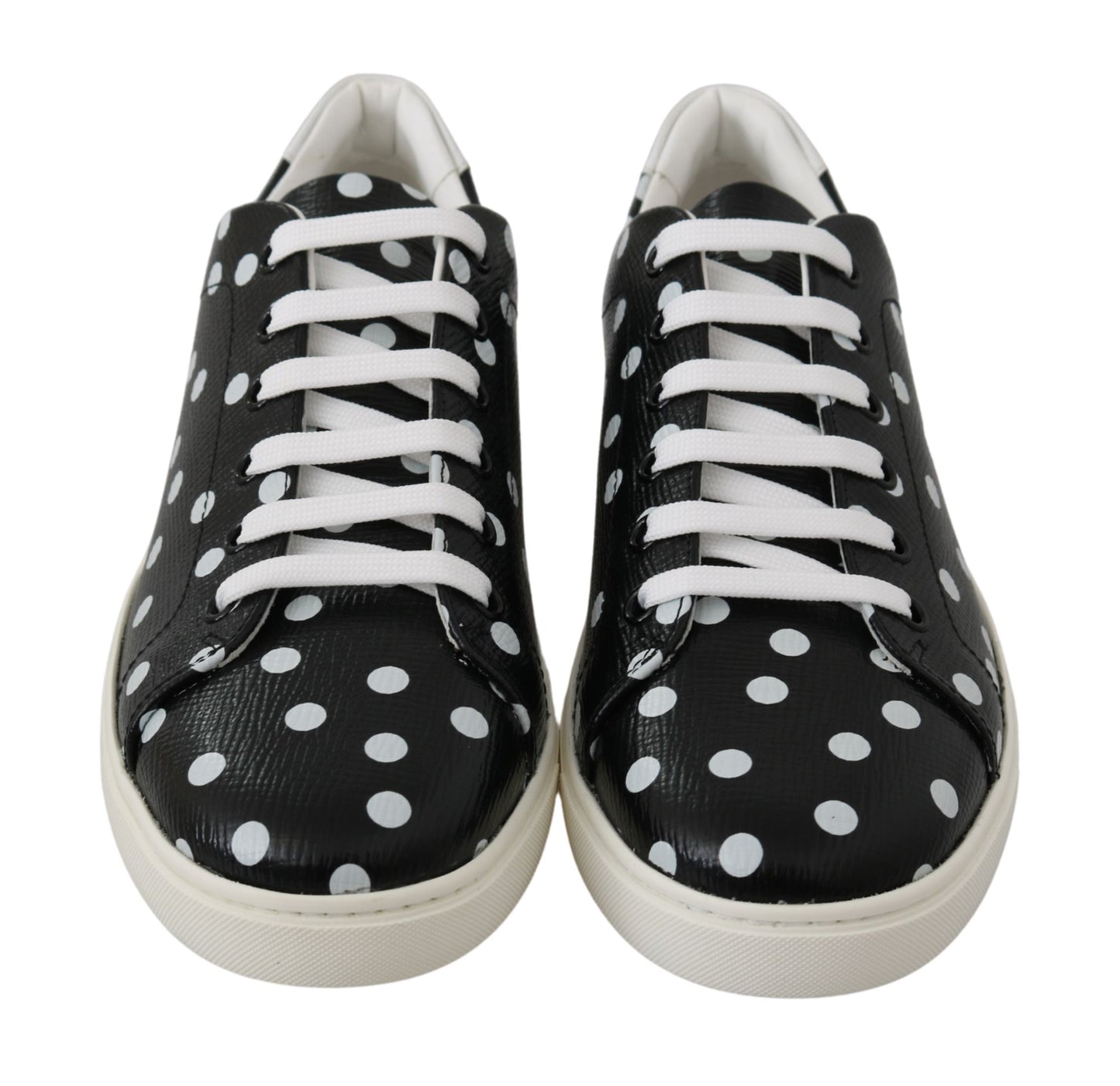 Scarpe sneakers in pelle nera a pois