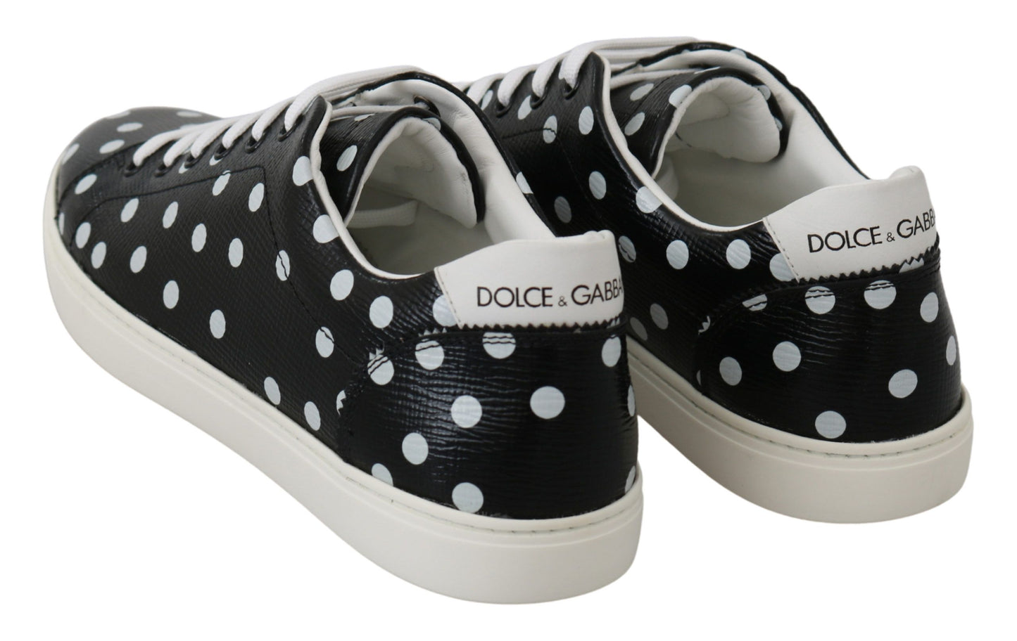 Scarpe sneakers in pelle nera a pois