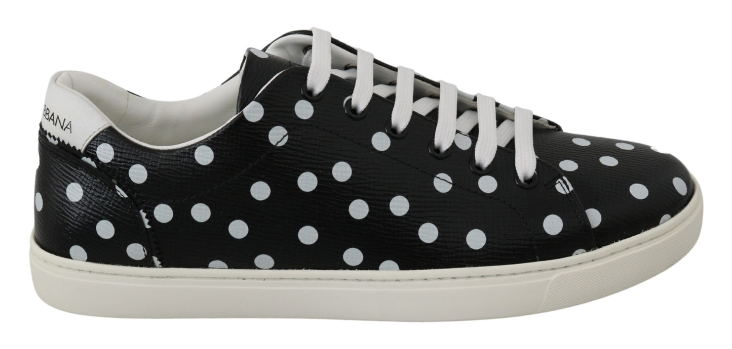 Scarpe sneakers in pelle nera a pois