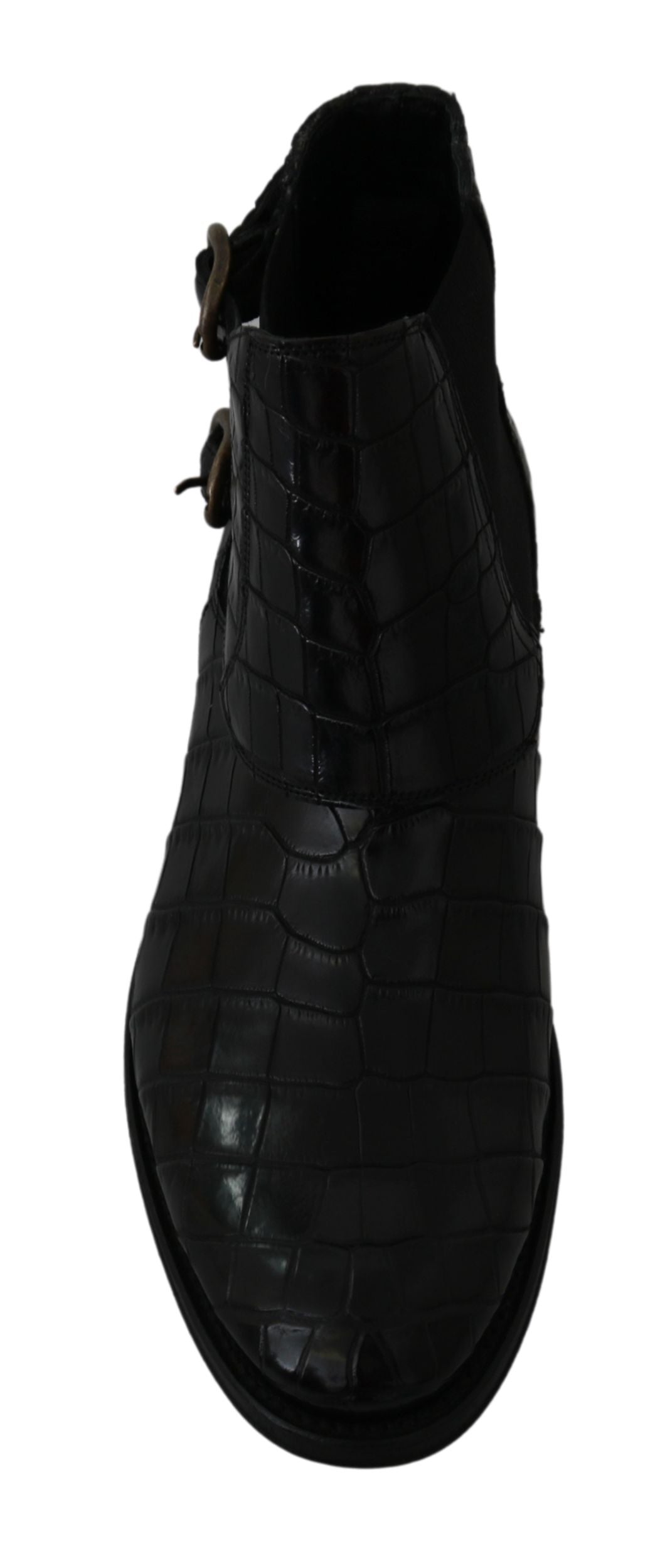 Chaussures derby en cuir de crocodile noir