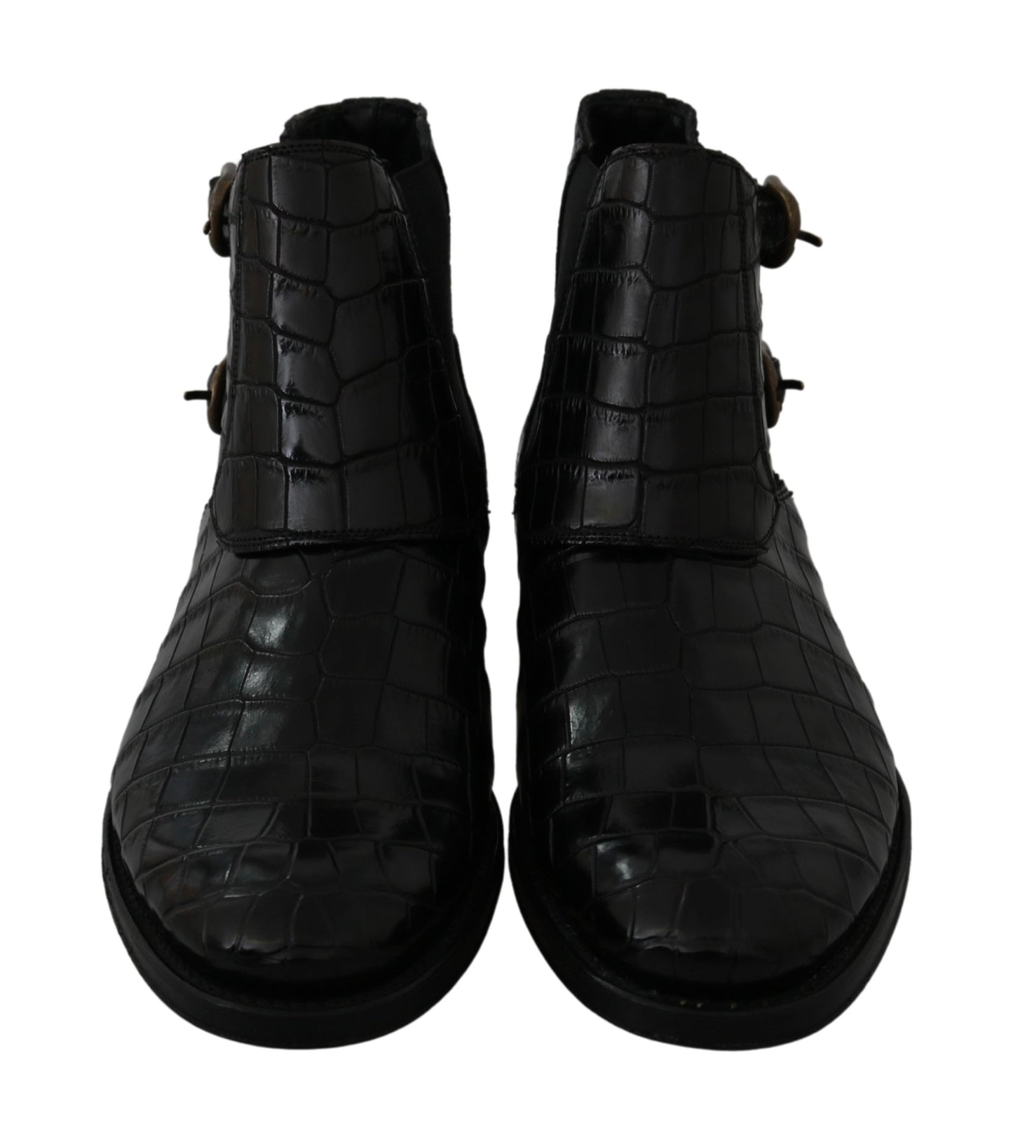 Chaussures derby en cuir de crocodile noir