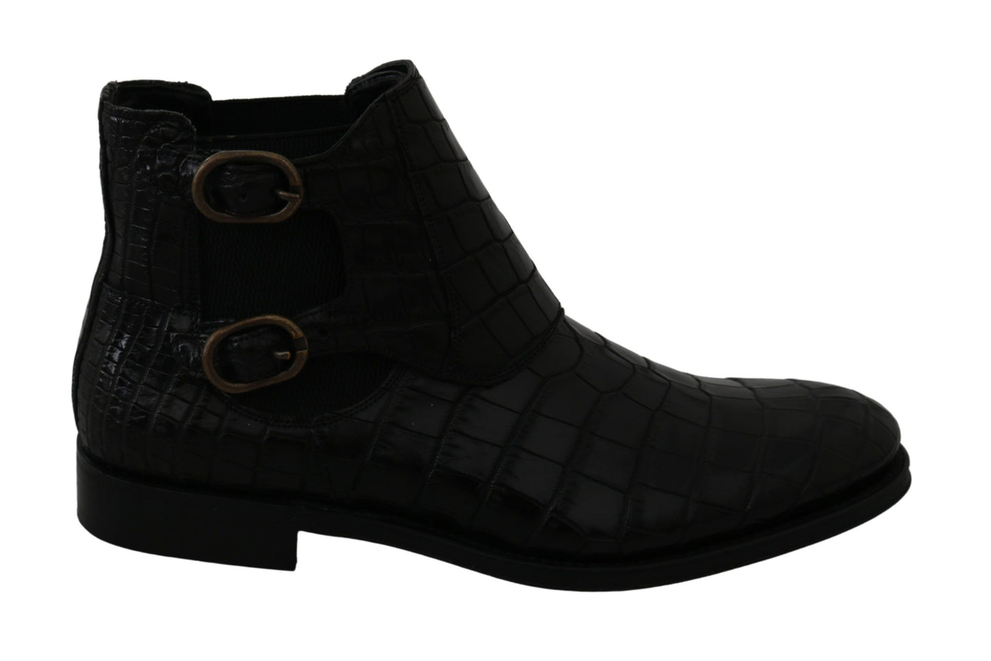 Chaussures derby en cuir de crocodile noir