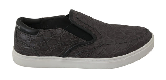 Mocassins plats en cuir gris Caiman pour hommes